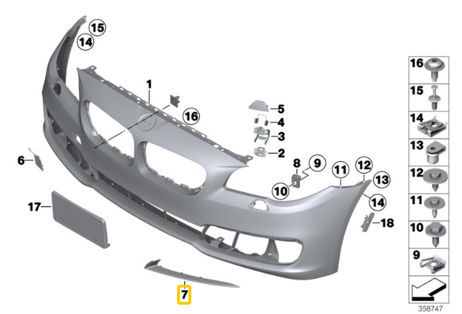 Nẹp chỉ ốp đèn gầm BMW 520i 525i 530i - 51117331766