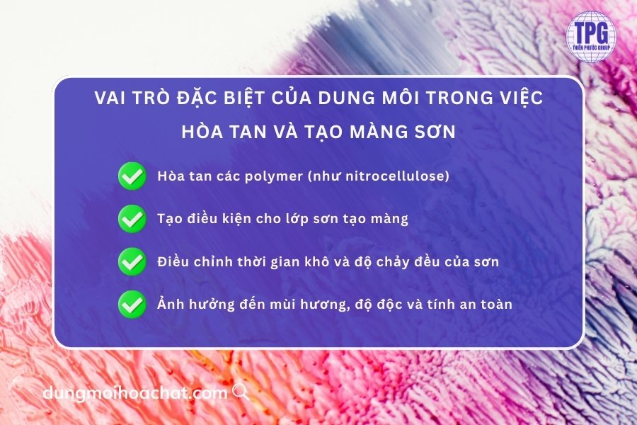 Vai trò đặc biệt của dung môi trong việc hòa tan và tạo màng sơn