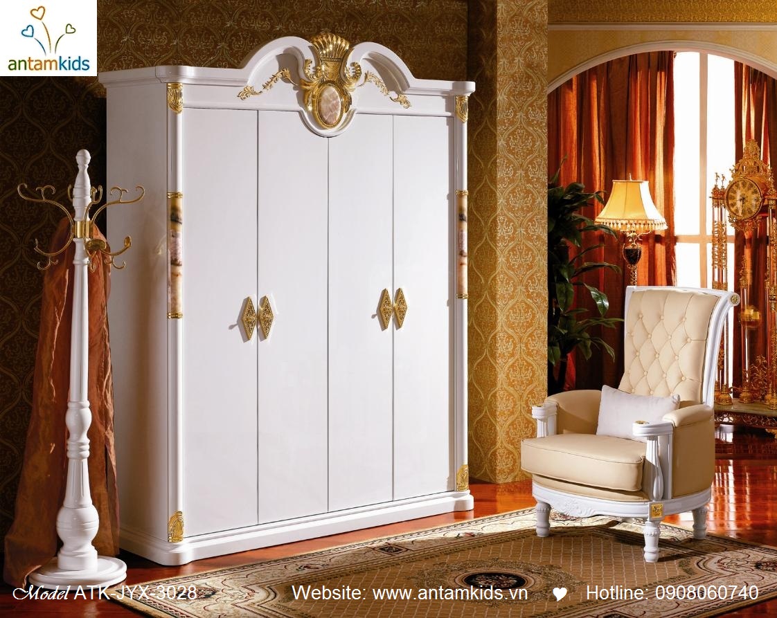 Phòng ngủ cổ điển ATK-JYX-3028 cao cấp tuyệt đẹp, Noi That Co Dien AnTamKids, noi that phong cach co dien phung tay