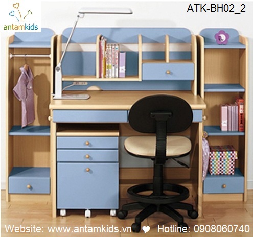 Bàn học trẻ em ATK-BH02 style Nhật Bản giá tốt nhất| Noi That Tre Em AnTamKids.vn, màu xanh