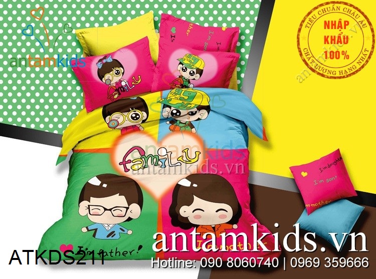 Chăn ga gối Gia đình là tất cả Love Family siêu dễ thương ATKDS211
