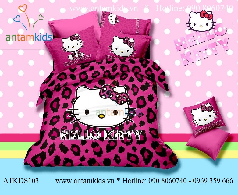 Chăn mền drap Hello Kitty dễ thương - Chan ga goi hoat hinh cho be trai be gai AnTamKids