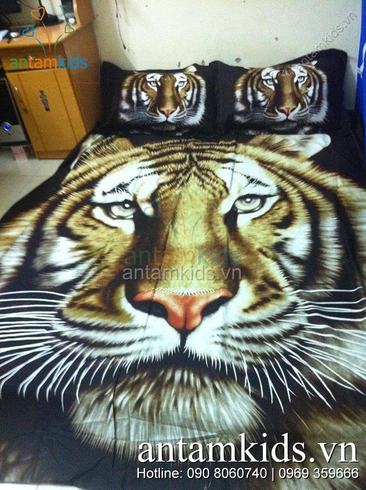 Chăn ga gối Hổ vàng - Mền drap con cọp vàng antamkids.vn