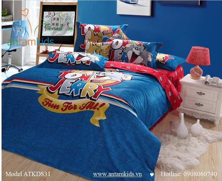 Chăn ga gối hoạt hình, Chăn ga gối trẻ em Tom & Jerry Hà Nội| Noi That Tre Em AnTamKids.vn,Tom & Jerry