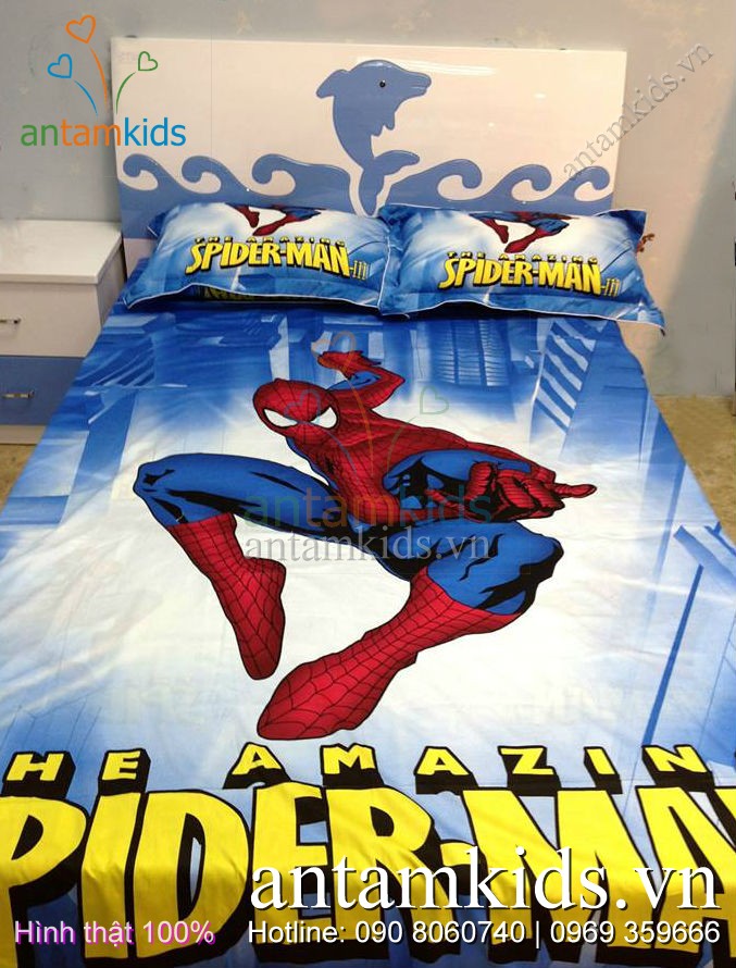 Bộ chăn ga gối Spider Man người nhện cho bé trai - AnTamKids.vn