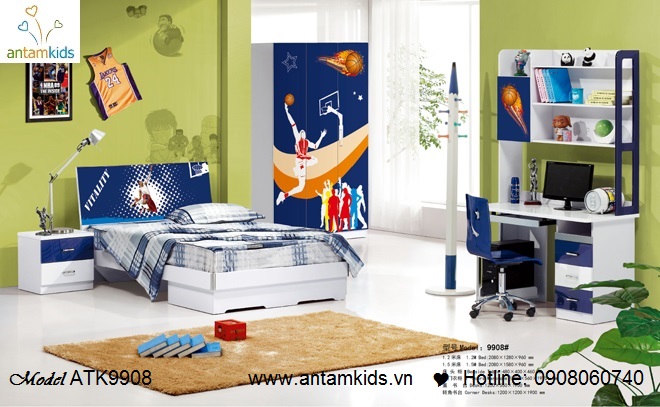 Phòng ngủ trẻ em 3D hoạt hình cho bé trai | AnTamKids.vn