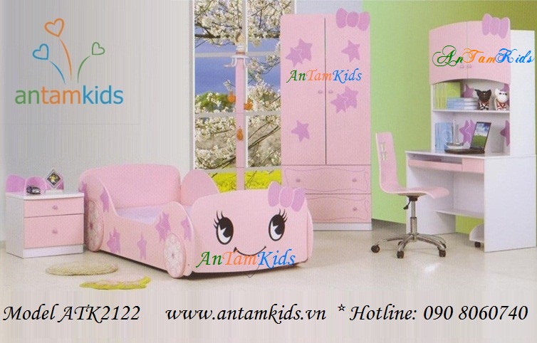 Phòng ngủ ngộ nghĩnh Hello Kitty màu hồng ATK2122 cho bé gái