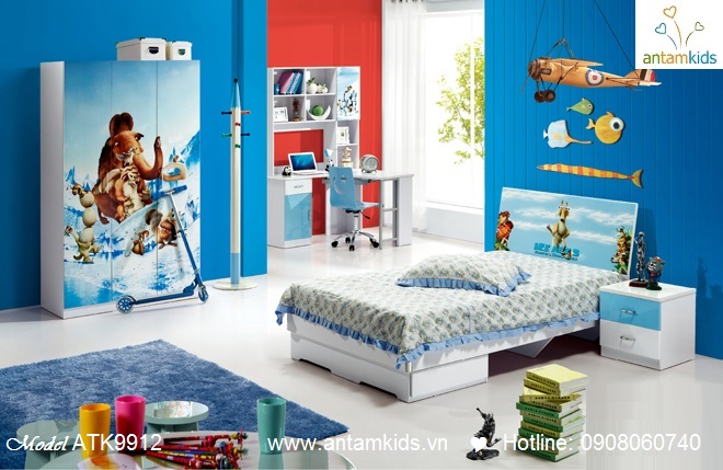 Phòng ngủ trẻ em 3D hoạt hình cho bé trai | AnTamKids.vn