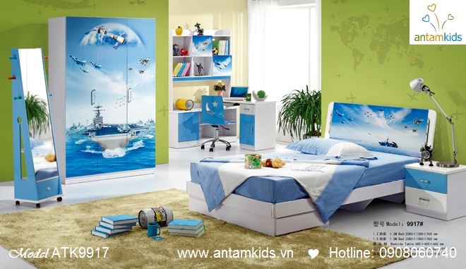 Phòng ngủ trẻ em 3D hoạt hình cho bé trai | AnTamKids.vn