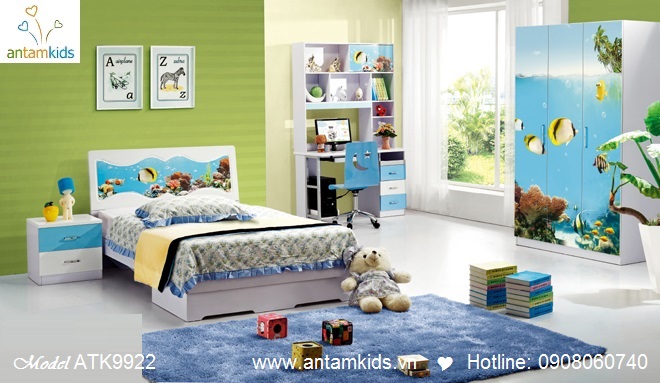 Phòng ngủ trẻ em 3D hoạt hình cho bé trai bé gái hình cá vàng | AnTamKids.vn