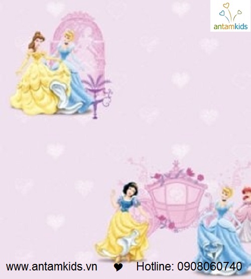 Giấy dán tường công chúa màu tím hồng thật xinh xắn & đáng yêu, phù hợp cho bé gái!