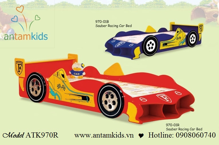 Giường ngủ xe đua ôtô xanh, đỏ ATK970 cho bé trai | AnTamkids.vn