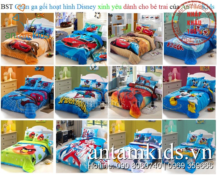 Mền drap gối cho bé trai antamkids