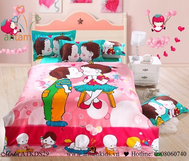 Bộ chăn ga gối ngộ nghĩnh cho bé, 100% cotton lụa nhập khẩu, mẫu mới nhất 2013  | AnTamKids.vn