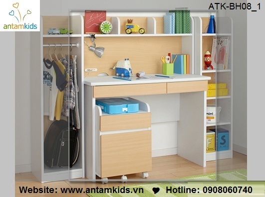 Bàn học trẻ em ATK-BH08 cho bé yêu giá tốt nhất| Noi That Tre Em AnTamKids.vn, kiểu nhật màu vân gỗ