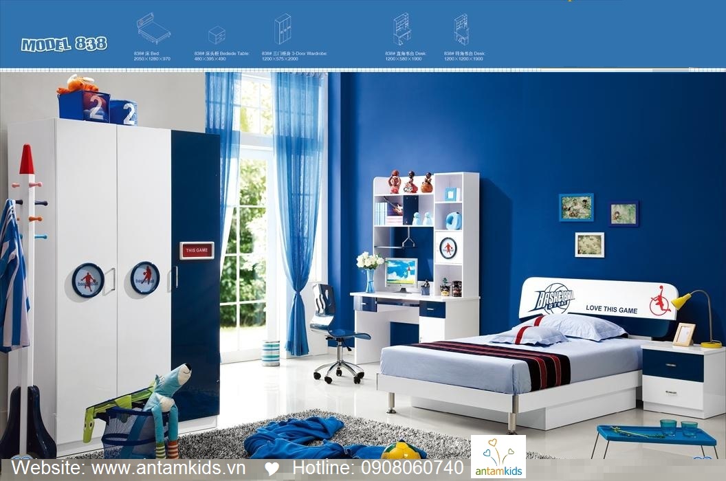 Phòng ngủ trẻ em H838 xinh xắn giá cực tốt| Noi That Tre Em AnTamKids