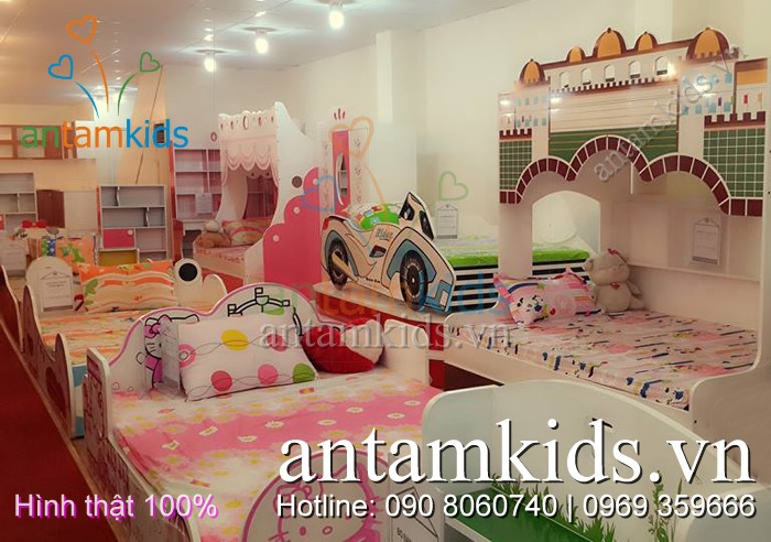 Nội thất bé yêu tp HCM, Phòng ngủ cho bé trai bé gái, Giường hình xe ô tô, Giường công chúa, Giường Hello Kitty, Giường tầng công chúa, Giường ngủ Angry Birds, Bàn học trẻ em, tủ áo cho bé trai bé gái Antamkids.vn