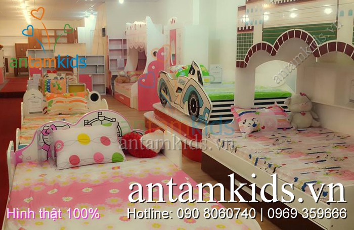 Nội thất bé yêu tp HCM, Phòng ngủ cho bé trai bé gái, Giường hình xe ô tô, Giường công chúa, Giường Hello Kitty, Giường tầng công chúa, Giường ngủ Angry Birds, Bàn học trẻ em, tủ áo cho bé trai bé gái Antamkids.vn