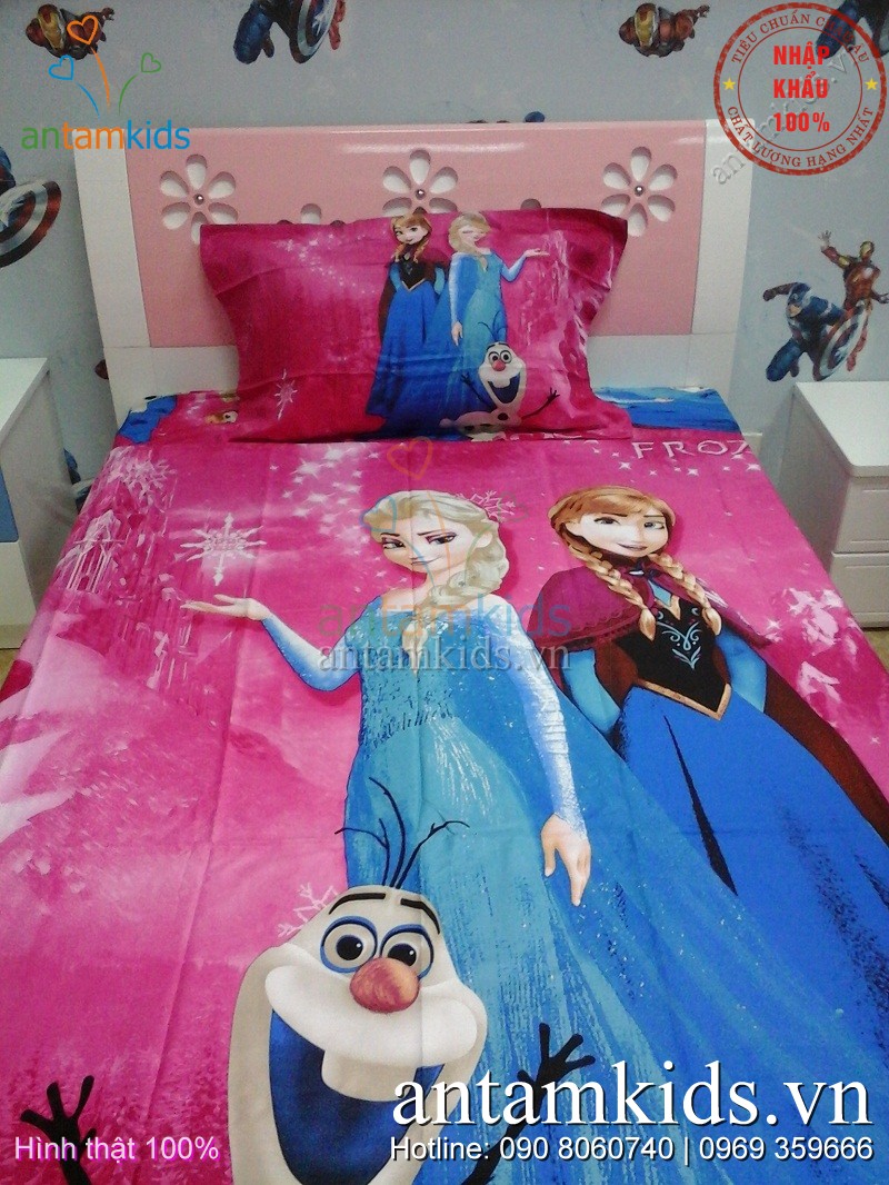 Chăn ga gối Công chúa Băng giá Frozen, Drap men Cong chua Bang gia Frozen AnTamKids.vn