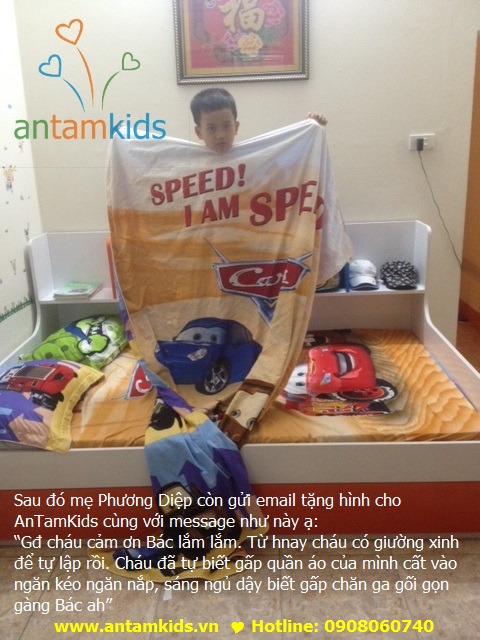 Bộ chăn ga gối McQueen ATKDS10 - Mền drap hoạt hình ô tô sành điệu cá tính cho bé trai! AnTamKids.vn