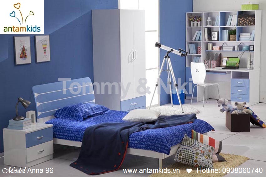 Phòng ngủ cho bé yêu Anna 96 màu xanh đơn giản & siêu đẹp - AnTamKids.vn