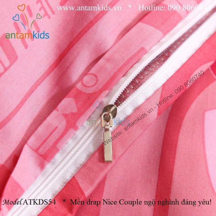 Chăn Mền drap Nice Couple ATKDS54 ngộ nghĩnh đáng yêu xanh hồng dành cho cho bé gái - AnTamKids.vn