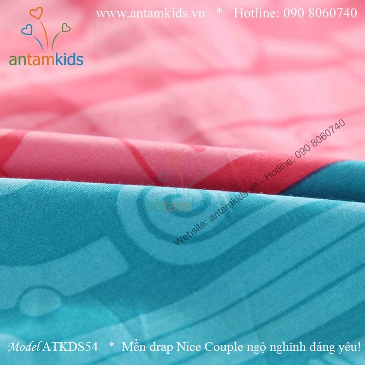 Chăn Mền drap Nice Couple ATKDS54 ngộ nghĩnh đáng yêu xanh hồng dành cho cho bé gái - AnTamKids.vn