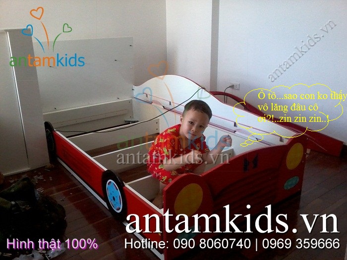 Giường ô tô 2 tầng cho bé trai sanh dieu tuyet dep - Giuong xe hoi 2 tang AnTamKids.vn