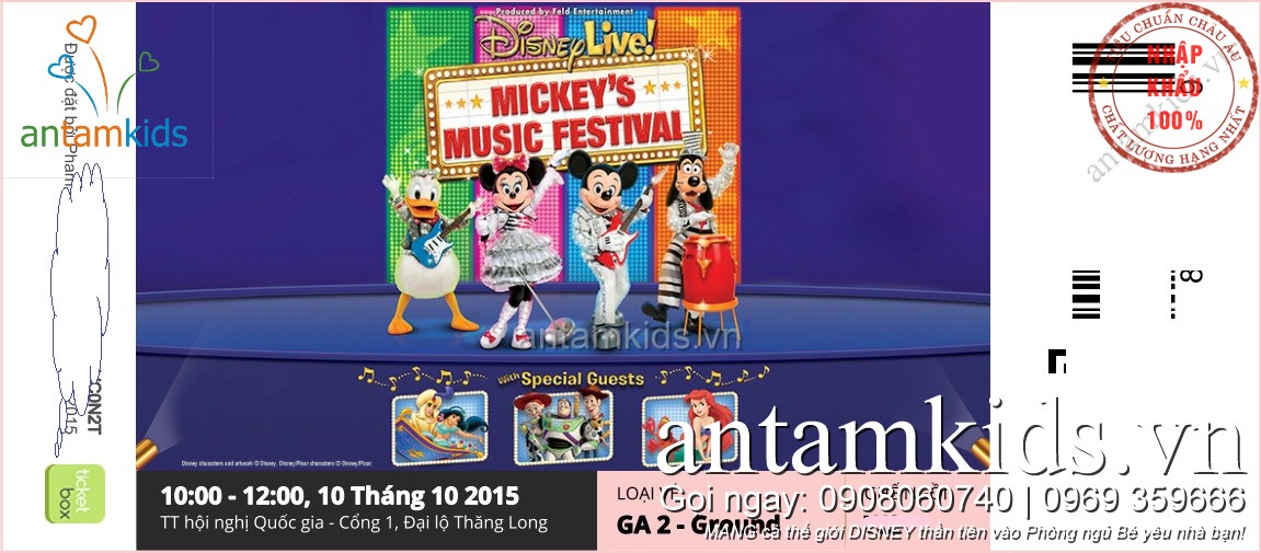 Tặng Gối Xinh Disney goi om goi nam cho bé trai bé gái khi đi xem Disney Live tại Hà Nội 10102015