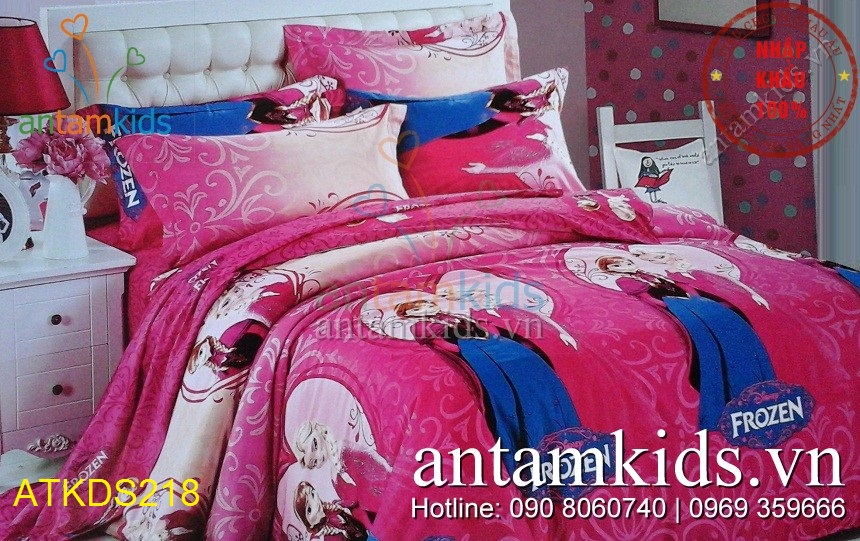 Chăn ga gối Disney Frozen Nữ hoàng Băng giá ATKDS218 sắc hồng mộng mơ