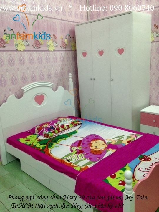 Phòng ngủ công chúa màu hồng cho bé gái Tomy Niki - AnTamKids.vn