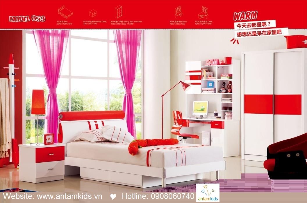 Phòng ngủ trẻ em H853 xinh xắn giá cực tốt| Noi That Tre Em AnTamKids