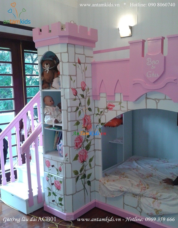 Giường lâu đài công chúa Princess Bao & Gấu ACB01 đẹp như một giấc mơ - AnTamKids.vn