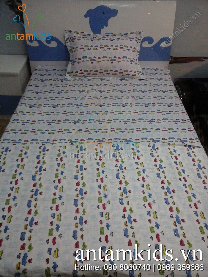 Chăn ga 1001 hình ô tô ATKDS56 sành điệu cho bé trai - AnTamKids.vn