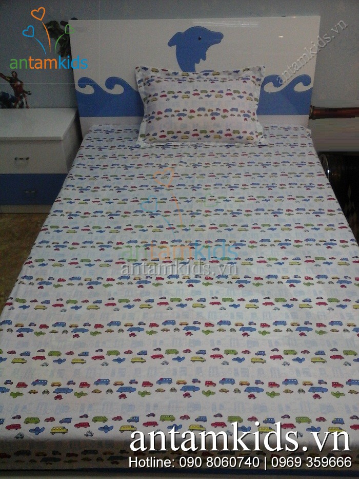 Chăn ga 1001 hình ô tô ATKDS56 sành điệu cho bé trai - AnTamKids.vn