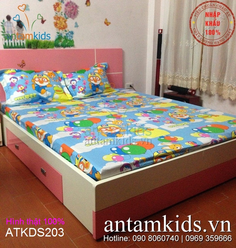 Chăn ga gối Pororo chim cánh cụt nhỏ cực xinh yêu ATKDS203