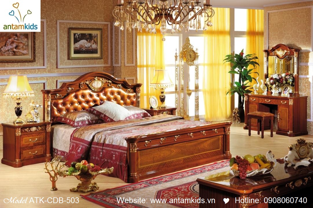 Nội thất cổ điển cao cấp nhập khẩu, Nội thất phong cách châu Âu cổ điển siêu đẹp, giuong ngu co dien AnTamKids.vn