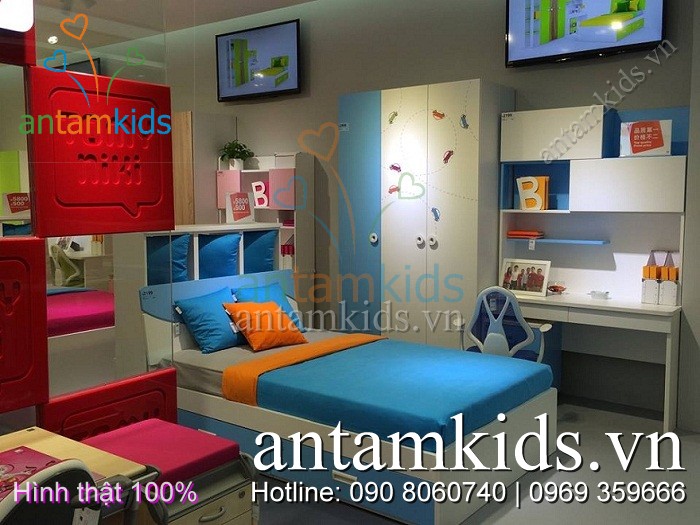 Bộ phòng ngủ trẻ em cao cấp Tomy Niki nhập khẩu của Nội thất AnTamKids.vn - Hình thật 100%