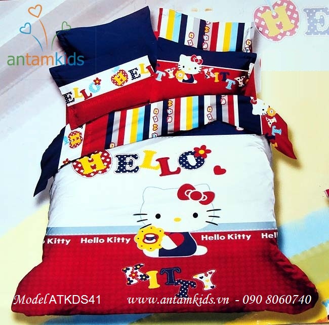 Bộ chăn ga gối cho bé Hello Kitty cho bé gái - Mền drap gối Hello Kitty AnTamKids