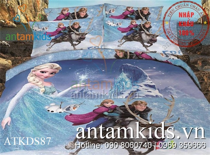 Chăn ga gối Frozen công chúa băng giá Anna Elsa ATKDS78