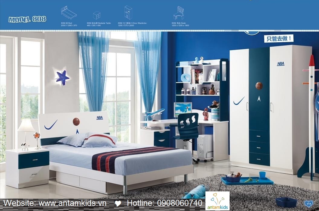 Phòng ngủ trẻ em H808 xinh xắn giá cực tốt| Noi That Tre Em AnTamKids