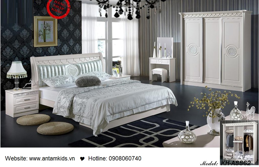 Phòng ngủ KH-A8866, noi that phong ngu, phong cuoi dep, phong ngu han quoc