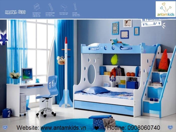 Giường 3 tầng trẻ em KH639 - GIÁ ưu đãi TỐT NHẤT thị trường | ANTAMKIDS.VN