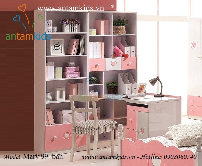 Bàn học gia sach Mary 99 màu hồng cho bé gái rất đáng yêu Tomy Niki nhap khau - AnTamKids.vn