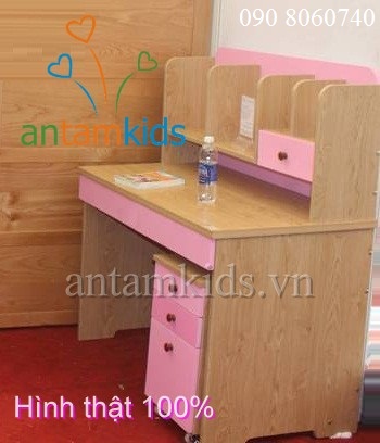 Bàn học nhật bản - Bàn học đẹp cho bé gái màu hồng gỗ AnTamKids.vn