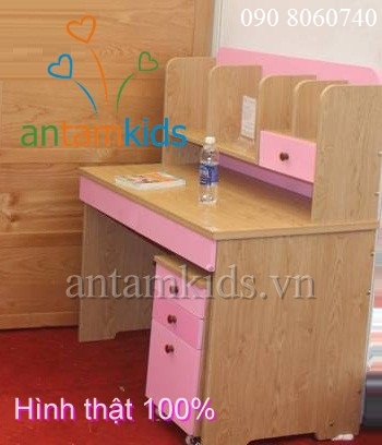 Bàn học nhật bản - Bàn học đẹp  cho bé gái màu hồng gỗ AnTamKids.vn