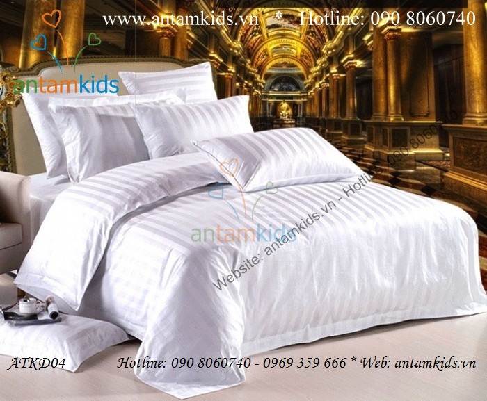 Chăn ga khách sạn, drap men goi ke khach san trang sang trong - AnTamKids.vn