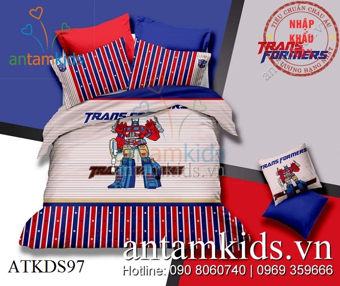 Chăn ga gối cho bé trai Transformers Robot siêu đẳng dành cho trẻ em mê siêu nhân