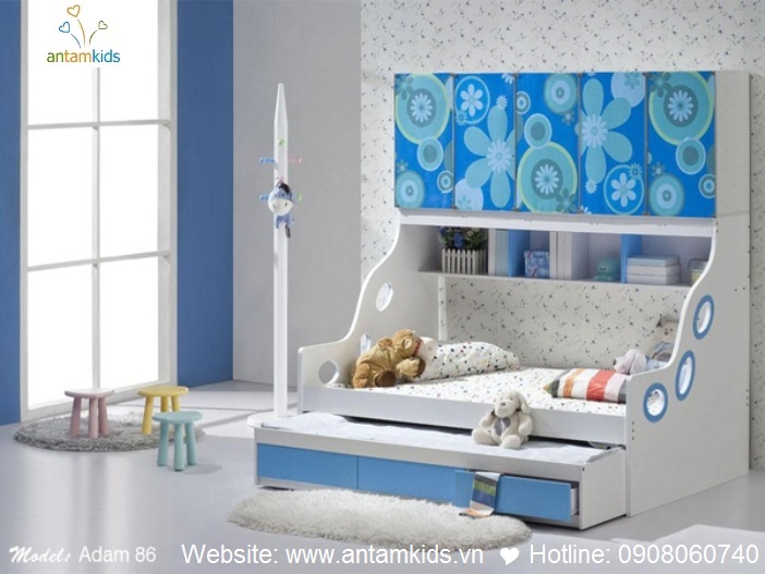 Giường tầng cho bé Adam 86 - GIÁ ưu đãi TỐT NHẤT thị trường | ANTAMKIDS.VN, giuong 2 tang keo xinh dep
