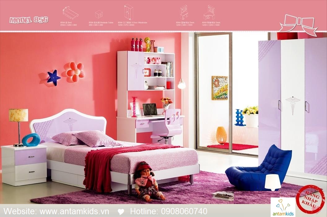 Phòng ngủ trẻ em H856 xinh xắn giá cực tốt| Noi That Tre Em AnTamKids